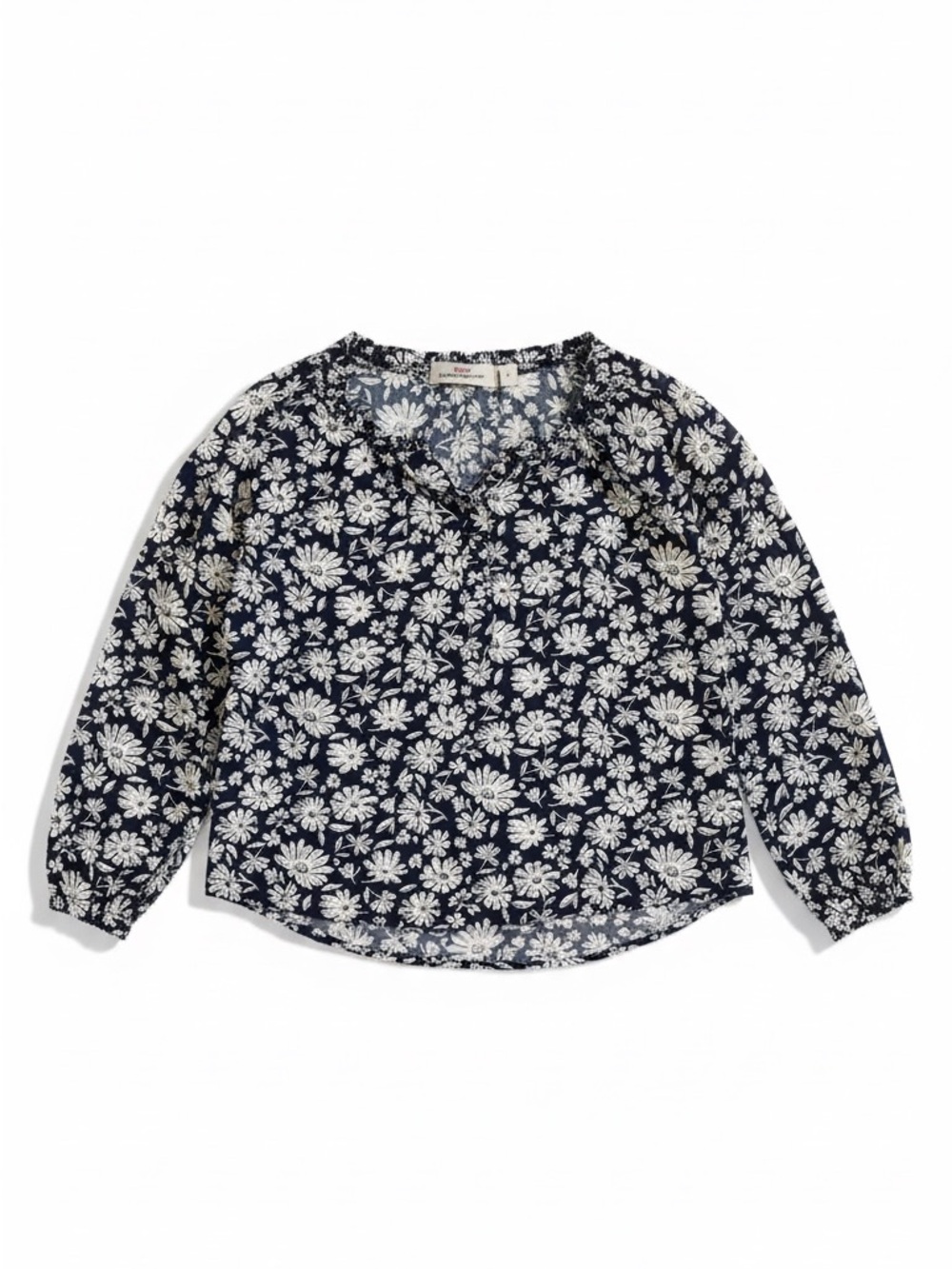 Vineyard Vines Floral Blouse Navy White Peasant Top Cottagecore Girls Small